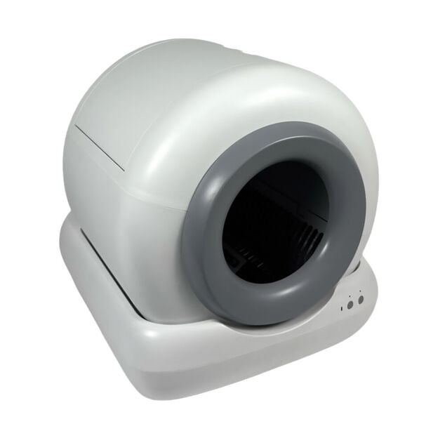 Liti&egrave;re auto-nettoyante pour chat plastique blanc 55x48xH50cm