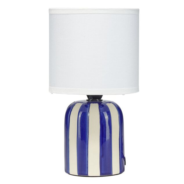 Lampe &agrave; poser LED c&eacute;ramique rayures abat-jour blanc &Oslash;12xH21,5cm (4 mod&egrave;les)