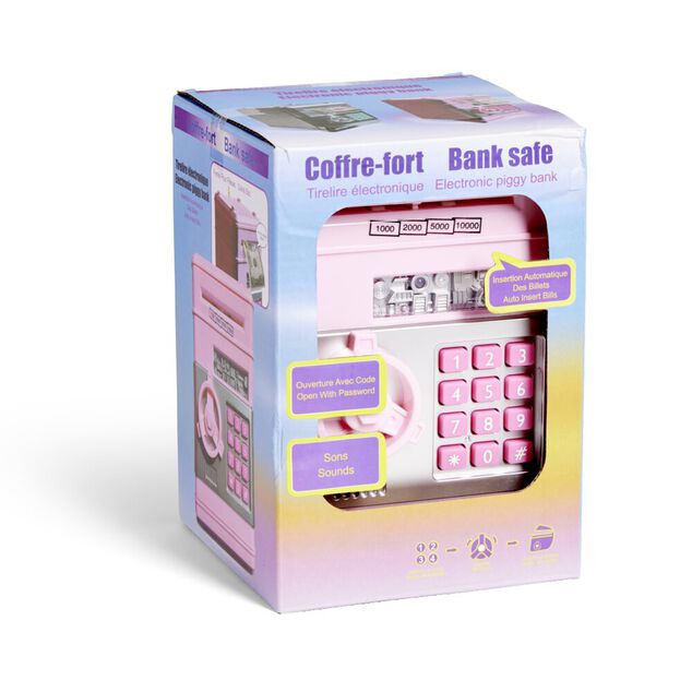 Tirelire coffre-fort 13,5x13,5xH19,5cm