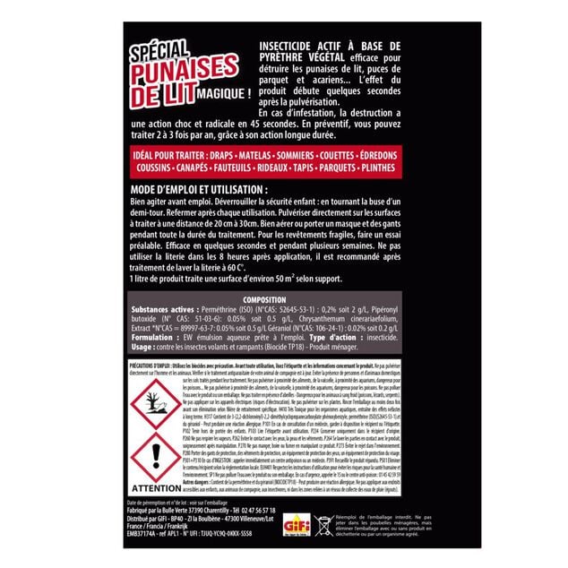 Insecticide anti punaise