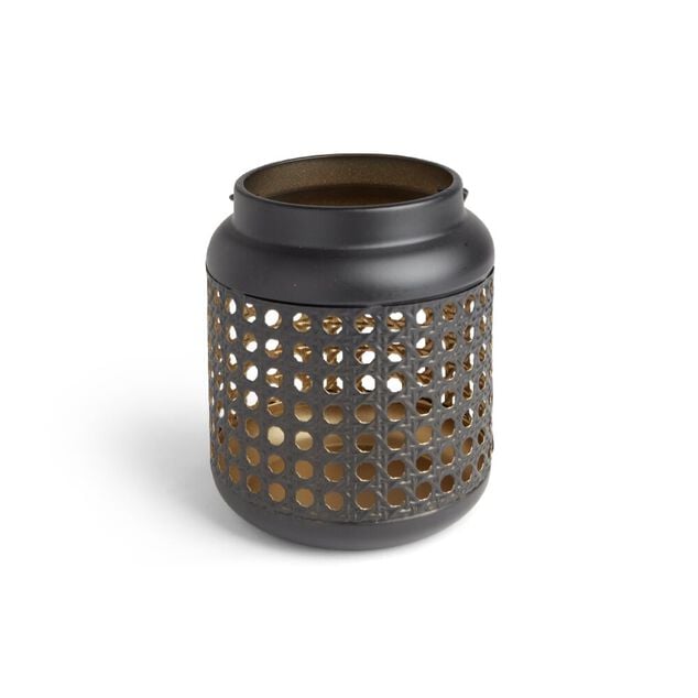 Lanterne design perfor&eacute; m&eacute;tal noir &Oslash;12xH14cm