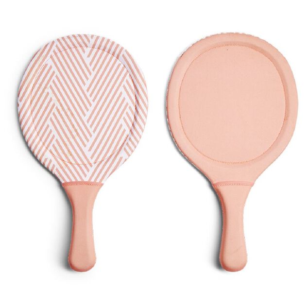 Raquette de plage x2 + 1 balle adulte plastique orange