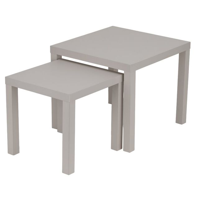 Table basse x2 carr&eacute;e en bois blanc Gabby 39x39xH38cm et 50x50xH43,5cm