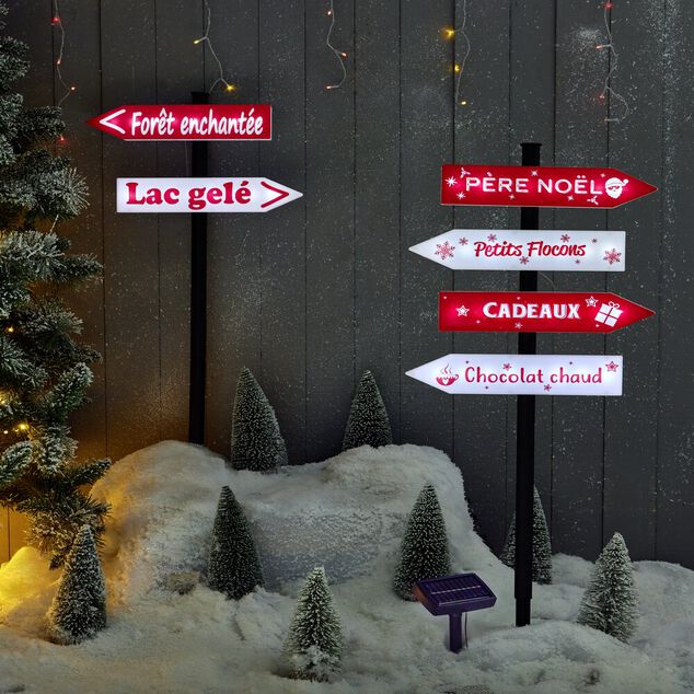 Panneau de No&euml;l lumineux solaire &agrave; planter H100 cm