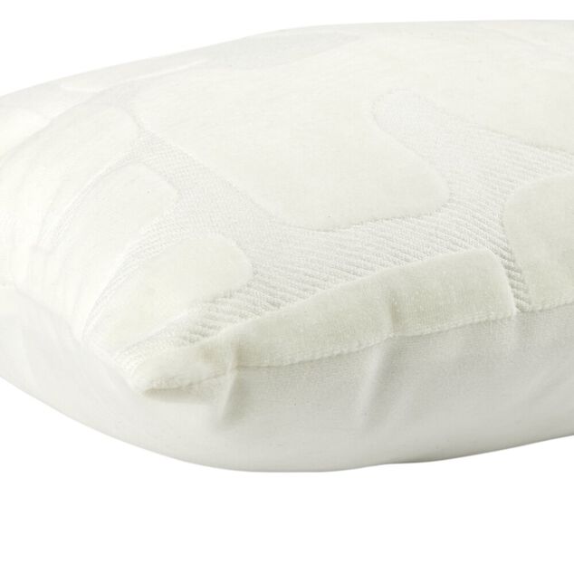 Coussin rectangulaire motif organique relief velours blanc 30x50cm
