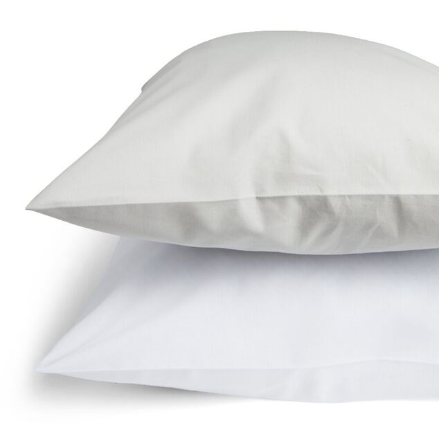 Taie d'oreiller 63x63cm polycoton finition droite blanc