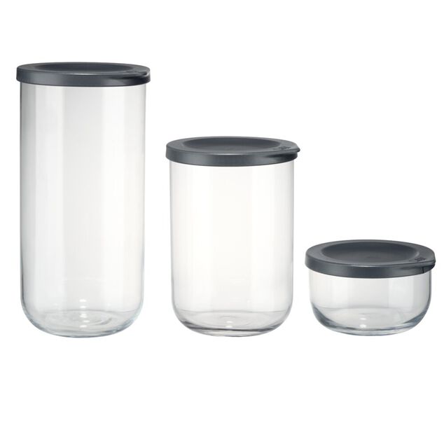 Bo&icirc;te alimentaire x3 verre rond aevc couvercle plastique 0,38/1/1,4L