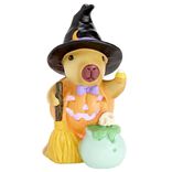 Figurine &agrave; poser Halloween LED capybara sorcier en r&eacute;sine H17,5cm (2 mod&egrave;les)