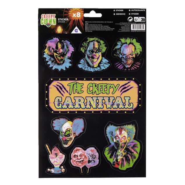 Stickers Halloween clown vitrine cirque The creepy carnival