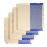 Lot de 4 serviettes de table carr&eacute;es 35x35cm rebord frange