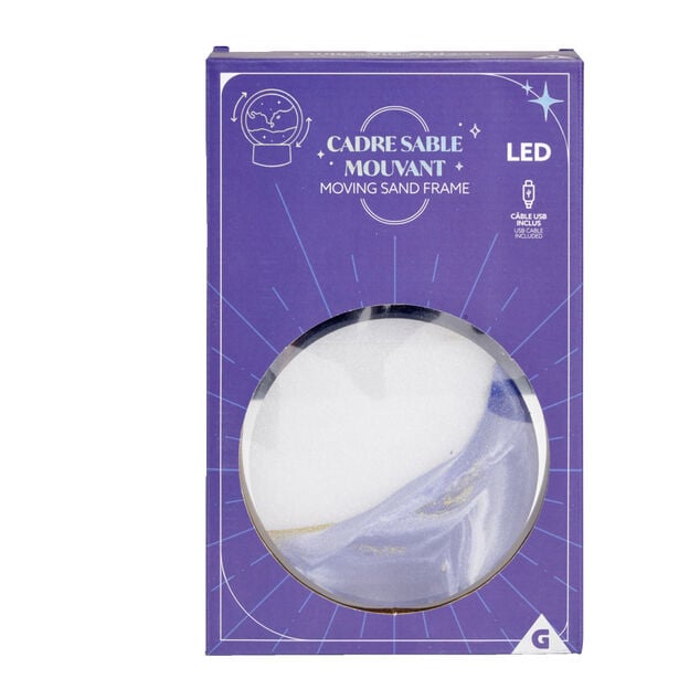 Cadre sable mouvant &agrave; poser LED lumineux USB H19cm - 4 mod&egrave;les
