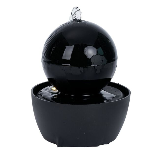 Fontaine d'int&eacute;rieur ronde lumineuse &agrave; piles noir &Oslash;12xH14cm