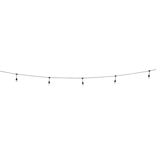 Guirlande solaire guinguette forme ampoule 15LED blanc chaud 12,6 m