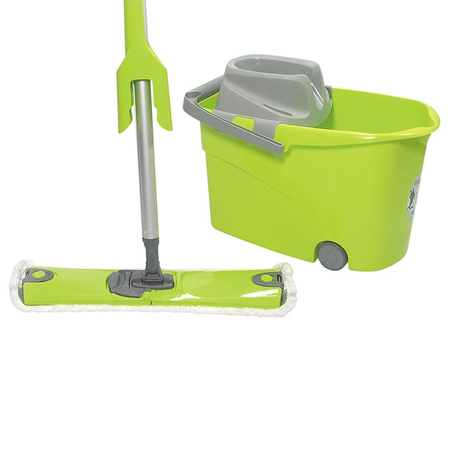 Seau Wash Easy &agrave; roulettes Paul Masquin vert et gris