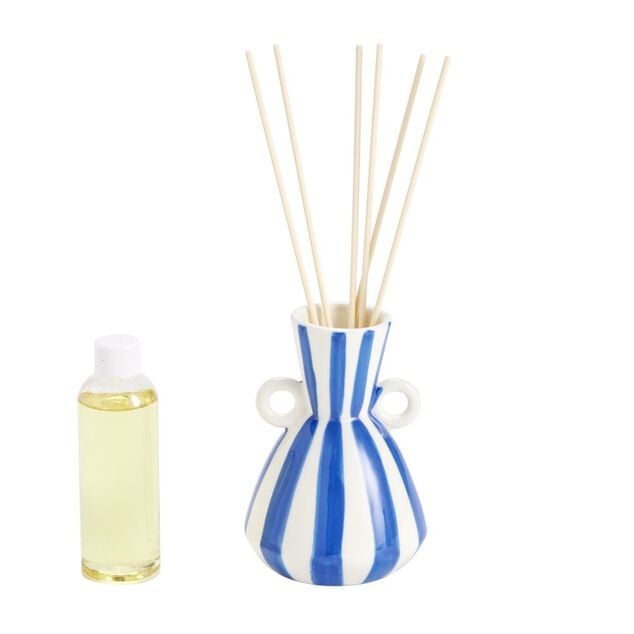 Diffuseur de parfum &agrave; b&acirc;tonnets 100ml c&eacute;ramique rayures &Oslash;9,5&times;H15,5cm (2 mod&egrave;les)