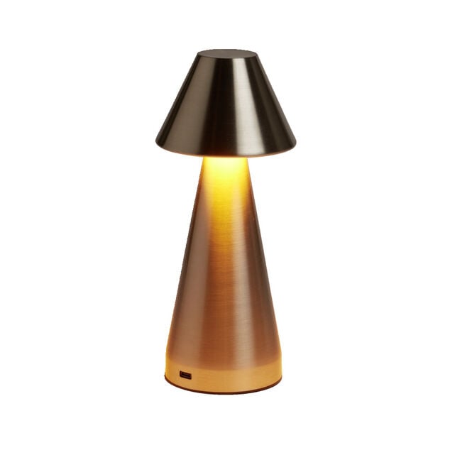 Lampe de table Conni USB tactile grise &Oslash;9,5xH22,5cm