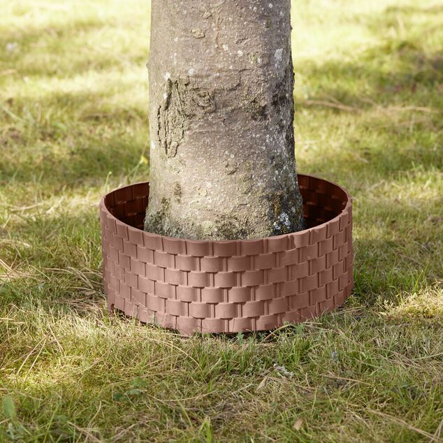 Bordure de jardin plastique effet tress&eacute; L60xH22cm (2 mod&egrave;les gris ou marron)