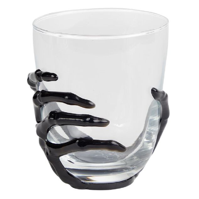 Verre main squelette Halloween noir transparent
