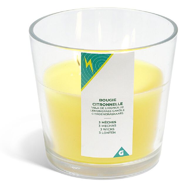 Bougie citronnelle 3 m&egrave;ches &Oslash;13xH12,5cm