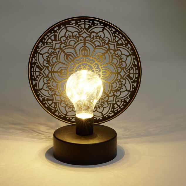 Lanterne LED rosace m&eacute;tal noir 18x10xH21,5cm