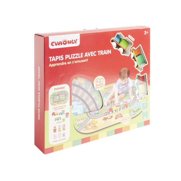 Tapis puzzle pour enfant avec ses trains 21 pi&egrave;ces