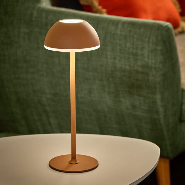 Lampe &agrave; poser sans fil tactile et rechargeable USB 3 nuances H37cm Brun