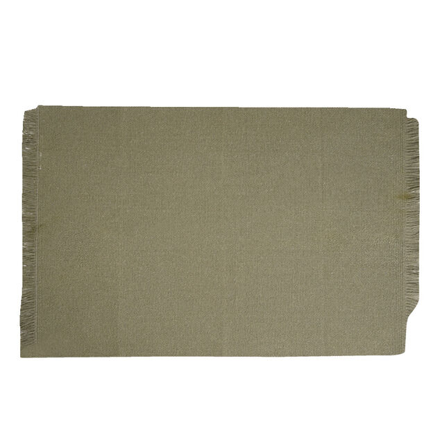 Set de table rectangulaire vert kaki uni 30x45cm rebord frange