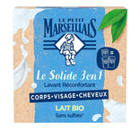 Savon solide 3-en-1 Le Petit Marseillais lait bio sans sulfate