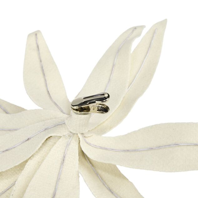 Fleur de No&euml;l velours blanche &agrave; clipser L25cm