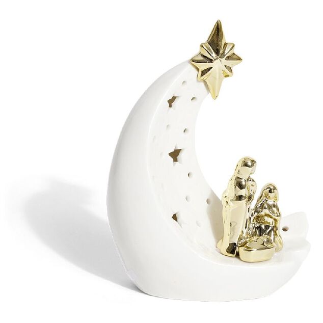 Cr&egrave;che lune c&eacute;ramique lumineuse H18,5cm