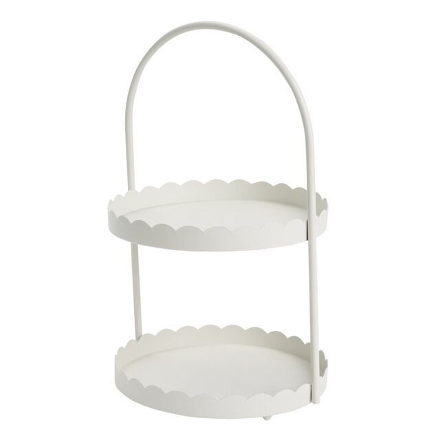 Serviteur salle de bain rond &agrave; poser 2 niveaux bord feston&eacute; m&eacute;tal &Oslash;20xH34,5cm (3 mod&egrave;les)