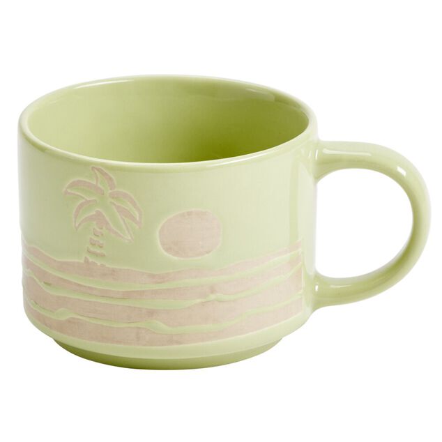 Mug c&eacute;ramique motif paysage mer &Oslash;9xH8,5cm (2 mod&egrave;les vert ou jaune)