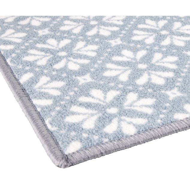 Tapis de cuisine latex imprim&eacute; bleu 80x50 cm