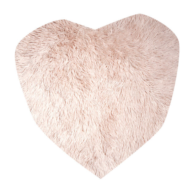 Tapis coeur effet fourrure rose ou beige 60x60cm