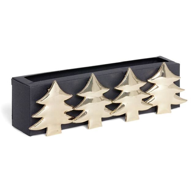 Rond serviette sapin métal rose x4