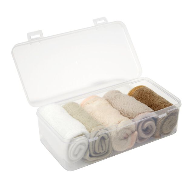 &Eacute;ponge d&eacute;maquillante r&eacute;utilisables x5 avec bo&icirc;te de rangement