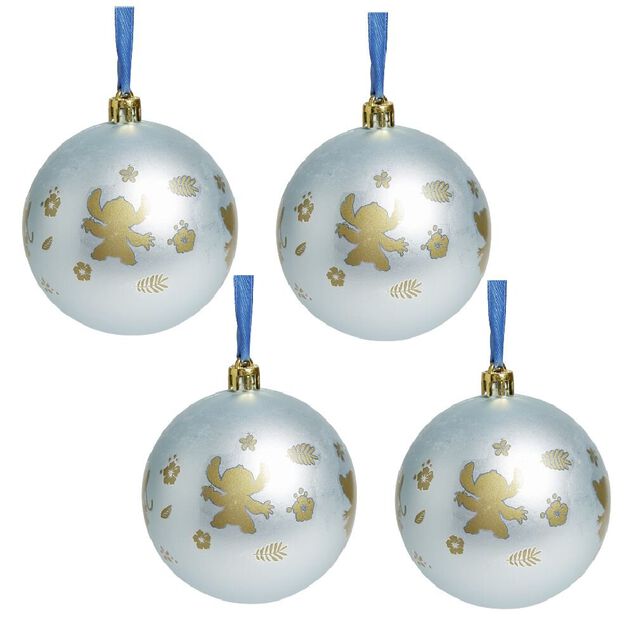 Boule de Noël Disney Stitch bleu Ø8cm x4
