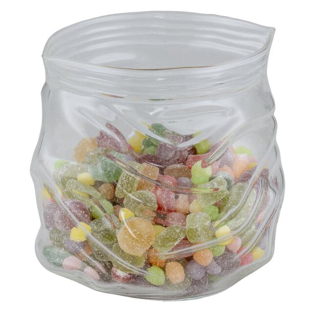 Bonbonni&egrave;re forme sachet froiss&eacute; 970ml verre transparent 13x12xH12cm