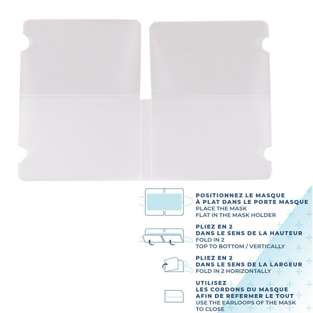 Porte masque pliable format de poche blanc transparent