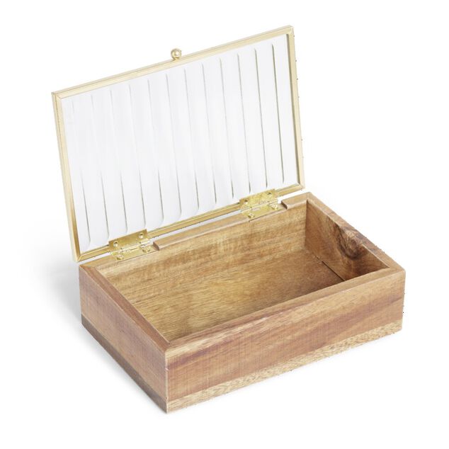 Boîte bois d'acacia et verre taille S 15x10x4,6cm