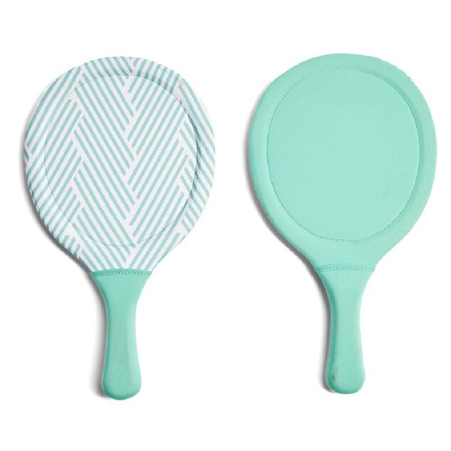 Raquette de plage x2 + 1 balle adulte plastique vert