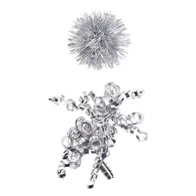 Noeud cadeau avec pompons et frisettes H15cm (5 mod&egrave;les)
