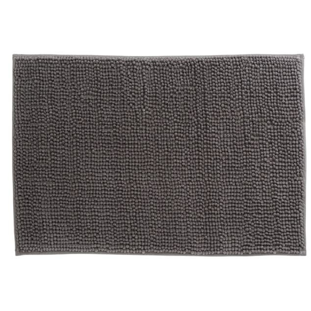 Tapis pour salle de bain chenille uni gris 45x65cm