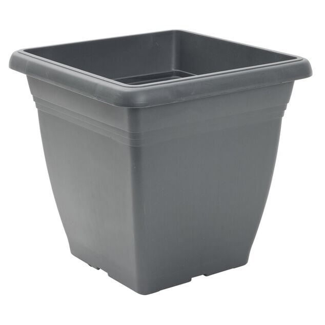 Pot de fleur carr&eacute; 17L plastique gris anthracite 32x32xH30cm