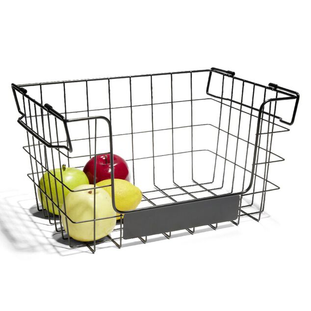 Panier superposable taille M m&eacute;tal noir 34,5x24x19cm