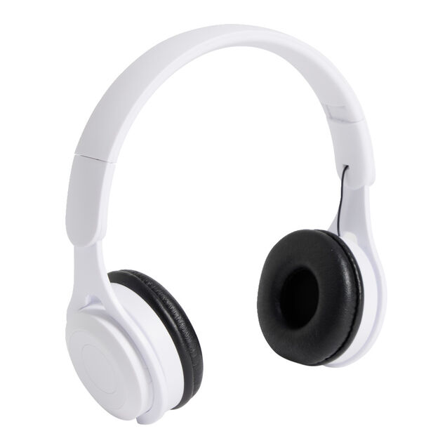 Casque audio et micro filaire pliant blanc et noir 1,20m