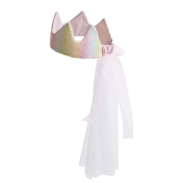 Couronne rose avec voile pour d&eacute;guisement fille L47,5cm