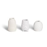 Lot de 3 vases d&eacute;co c&eacute;ramique blanc