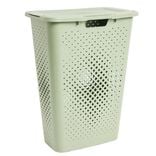 Coffre &agrave; linge 40L plastique vert 44x28xH57cm