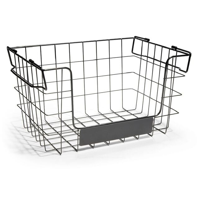 Panier superposable taille M m&eacute;tal noir 34,5x24x19cm